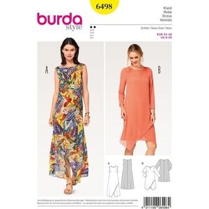 Burda Style Sewing Pattern 6498 Womens Dresses Long Knee-Length Sizes 8-20